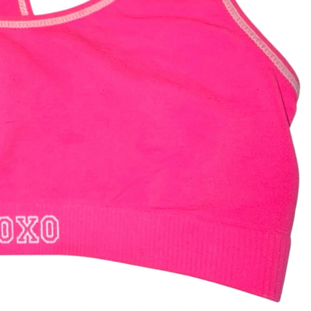 XOXO Girl size M 8/10 bright Pink unlined unpadded athletic racerback Sports Bra